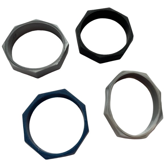 NEW 4 Men’s Silicone Rings Wedding Bands Size 12 NWT Zitahli Silver Black Blue - Picture 3 of 10